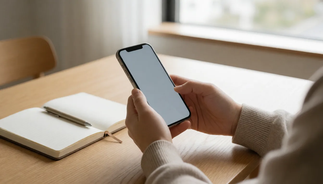 スマートフォンで会員登録フォームを開いている手元