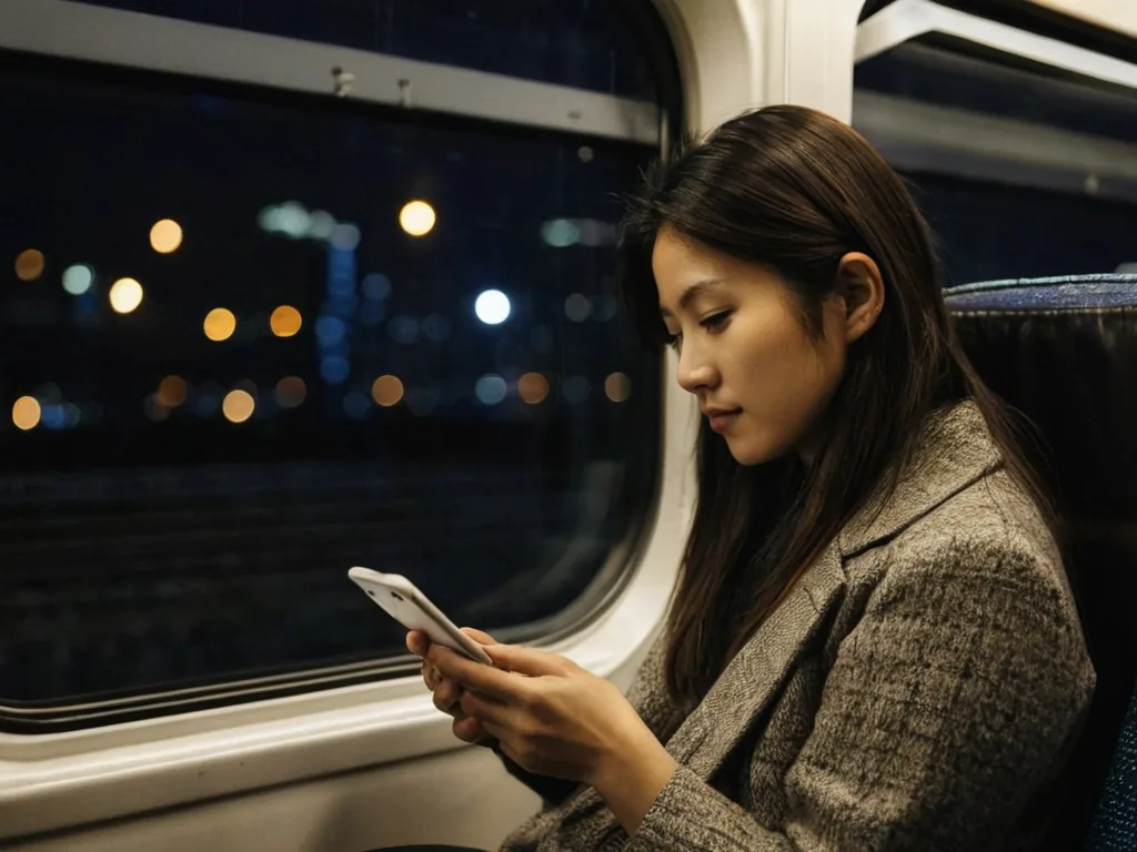 電車でスマートフォンを見る人